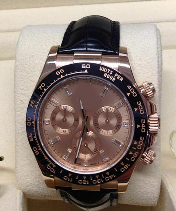 

BK Factory Luxury High Quality Watch 116515LN 18ct Rose Gold - Rose Diamond Dial Leather belt Mechanical automatic Movement 7750 Work men watchS, Thimble
