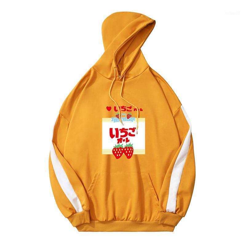 

Women's Hoodies & Sweatshirts Autumn Spring Harajuku Casual Funny Strawberry Print Women Spell Color Splicing Sudaderas Friends Hooded, Black-109
