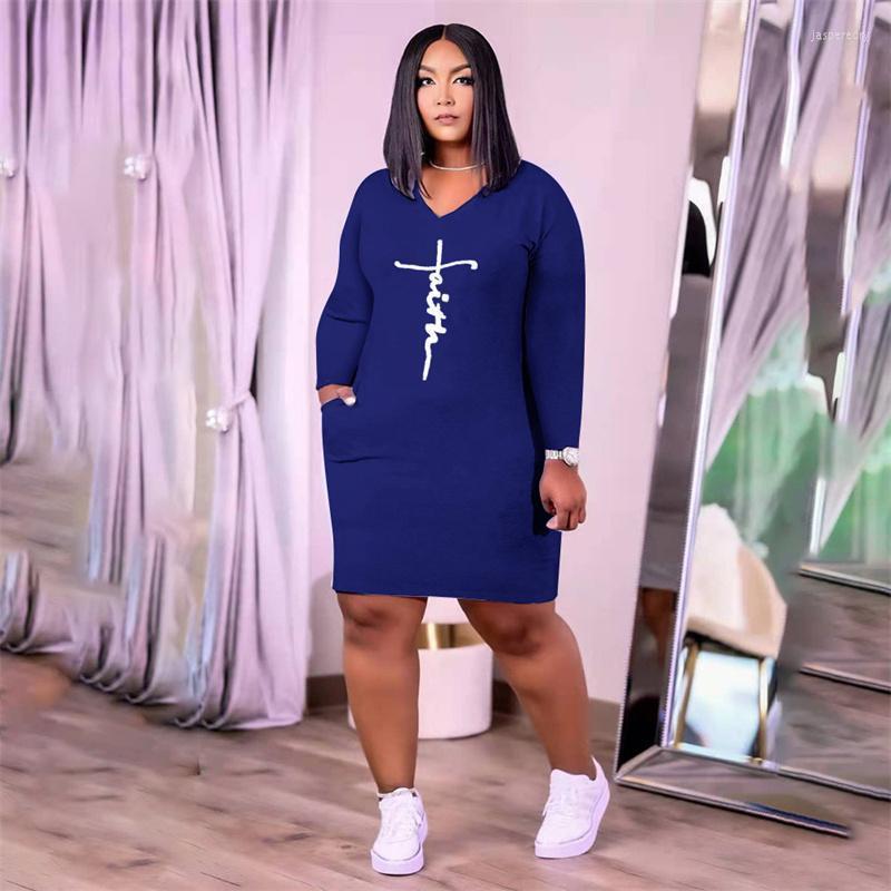 

Plus Size Dresses Fall Clothes For Women Long Sleeve Outfit Geometric Print T Shirt Dress 5xl Drop WholesalePlus Jasp22, Black