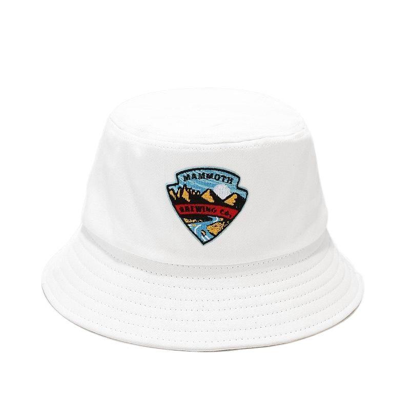 

Berets Cartoons Pattern Embroidery Cotton Bucket Hat Fisherman Outdoor Travel Sun Cap Hats For Men And Women 129, White