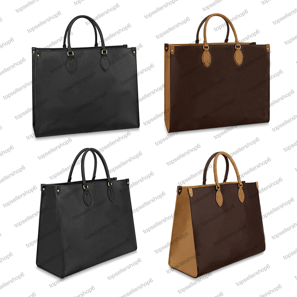 

ONTHEGO GM MM Women Tote Shopping Bag Handbag Purse Genuine Leather Shoulderbag Top Handles Strap Microfiber Lining 12 Colors, Invoice