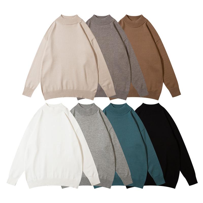 

Men's Sweaters Men Oversize Wool Sweater Women Solid Color Knitted Pullovers Couples Long Sleeve Knitwear Spring Winter Vintage JumpersMen's, Black