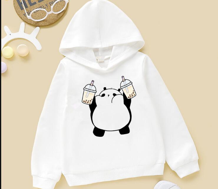 

Kawaii Cat Love Boba Cartoon Hoodie new Baby Boys Girls Sweatshirt Winter Spring Top Children's Clothes White Kids Fleece