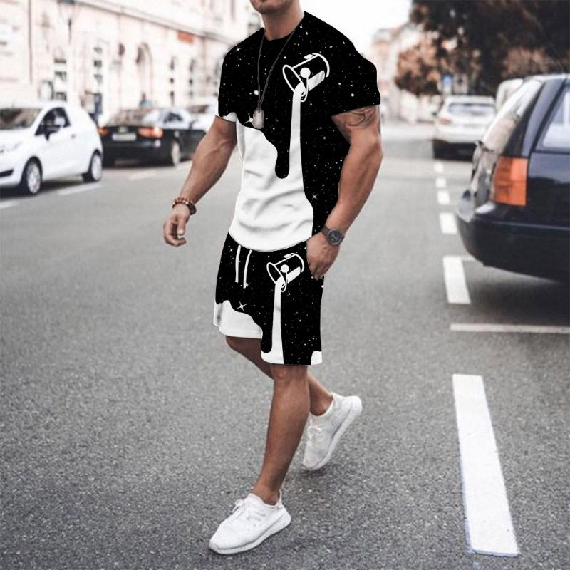 

Men's Tracksuits Summer Men's Tracksuit 3D Printed Art Outfits 2 Piece VintageT-Shirt Shorts Suit Casual Sports Jogging Set Outdoor Clot, Ts3144