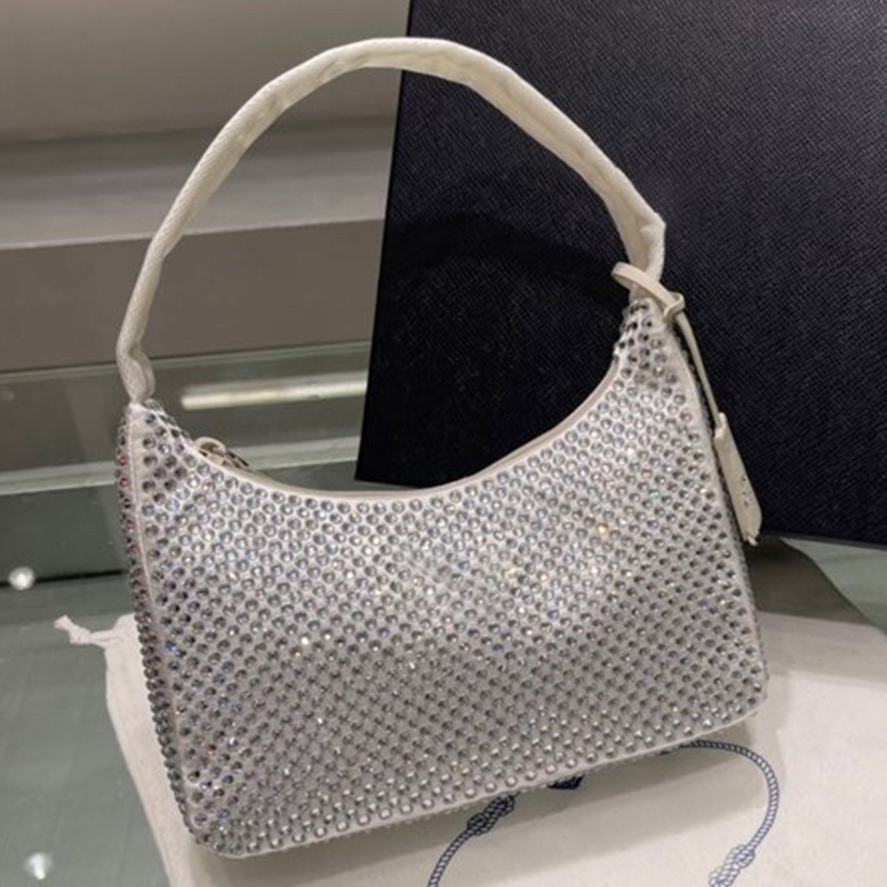 

New Classic Atmospheric Design Ladies Fashion Bag Crystal Diamonds Can Be Handheld or One Shoulder Large Capacity Retro Elegant Party Dinner Multicolor, White