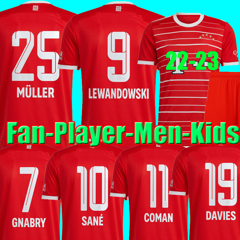 

soccer jerseys 22 23 LEWANDOWSKI SANE KIMMICH COMAN BAYERN MUNICH MULLER DAVIES football shirtS Men AND Kids sets kit 2022 2023 top thailand quality uniform, 21-22 3rd