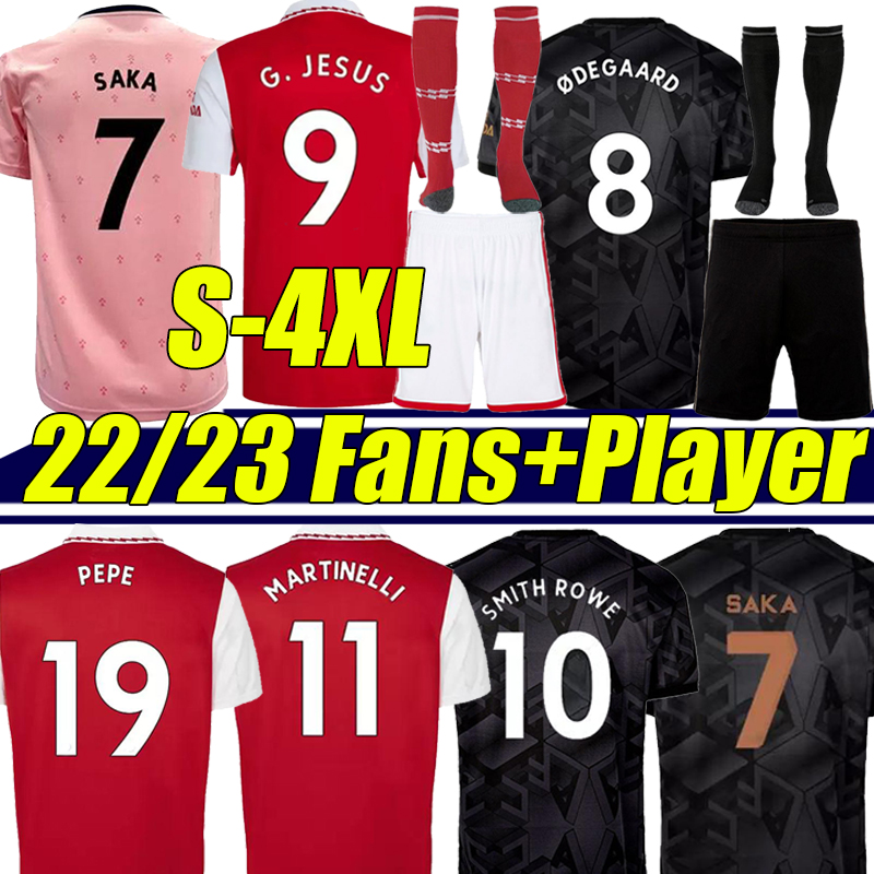 

XXXL 4XL 22/23 SMITH ROWE G.JESUS SAKA soccer jersey Fans Player version ODEGAARD NKETIAH MARTINELLI TIERNEY GABRIELTHOMAS 2022 2023 football shirt Kits sock Full set, No more red