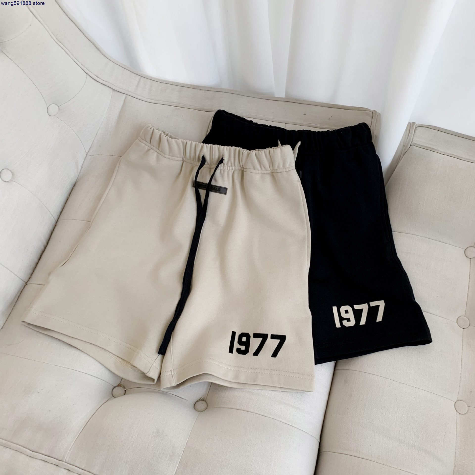European and American High Street Brand Essential Summer Shorts Fear Double Thread New Sports Couple 1977 Digital Capris