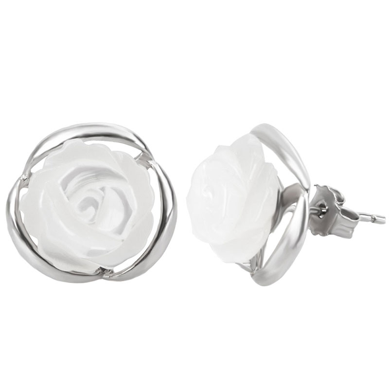 

Stud Earrings Flower-shaped Mother-of-Pearl 925 Sterling Silver Jewelry for Women