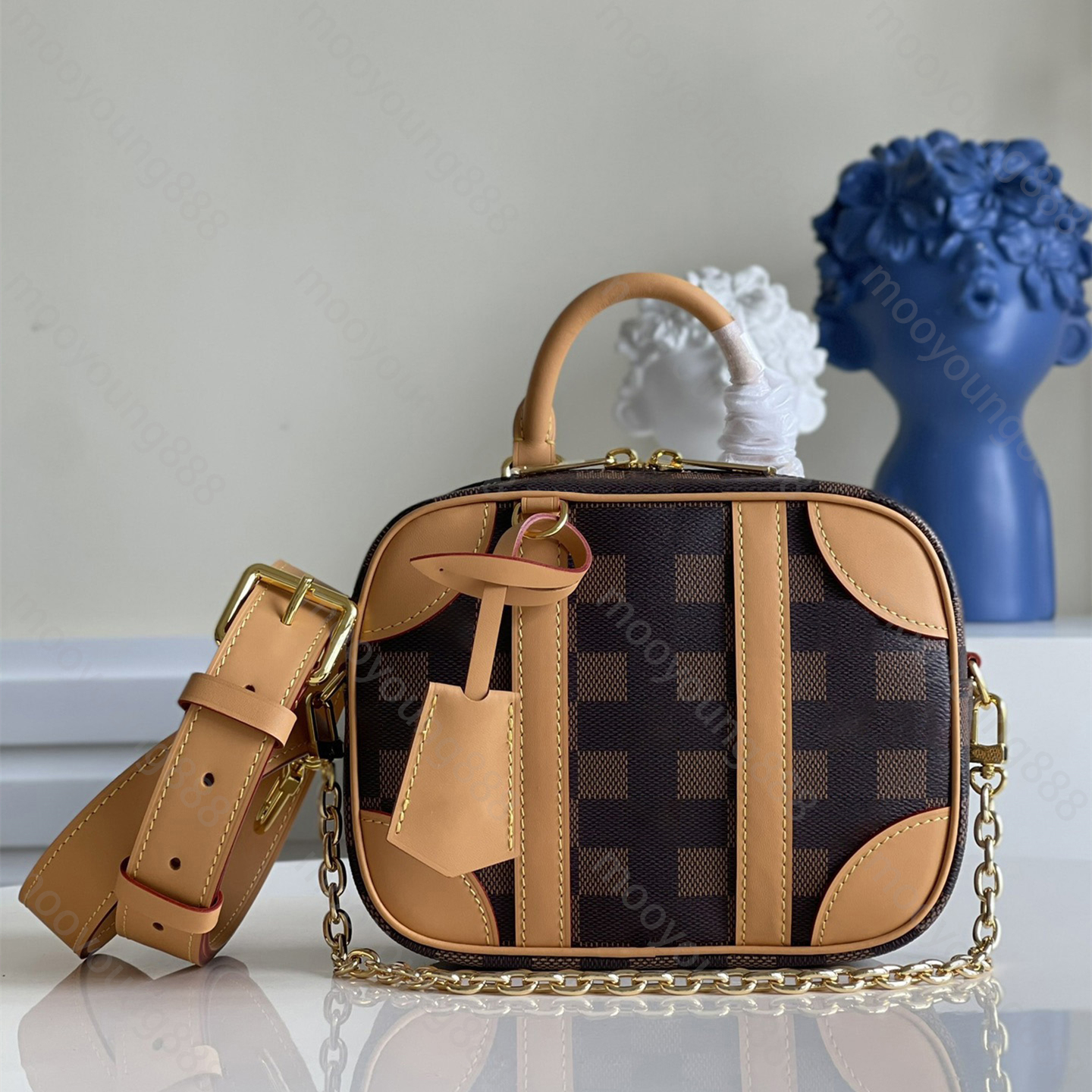

10A Top Tier Quality Luxuries Designers 21cm Small Valisette Bag Womens Real Leather Canvas Handbag Black Brown Plaid Checker Purse Crossbody Shoulder Strap Bag, Upload pics to contact us