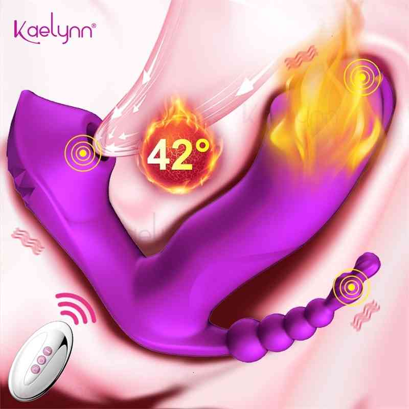3 IN 1 G Spot Sucker Vibrator for Women Vibrating Anal Bead Clitoris Stimulator Remote Control Wearable Panties Sex Toy