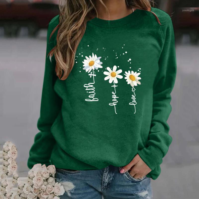 

Women' Blouses & Shirts Three Daisy Printed Blouse Women Fleece Long Sleeve O Neck Loose Sweatshirt Girls Hoodie Pullovers Winter Autumn, Bk