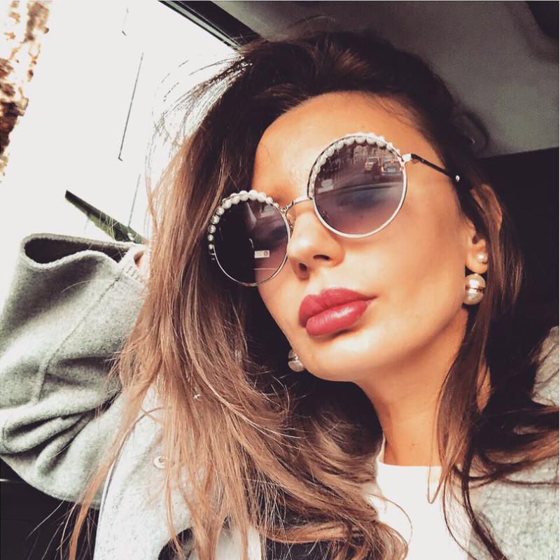 

Sunglasses Round Metal Women With Plastic Pearls