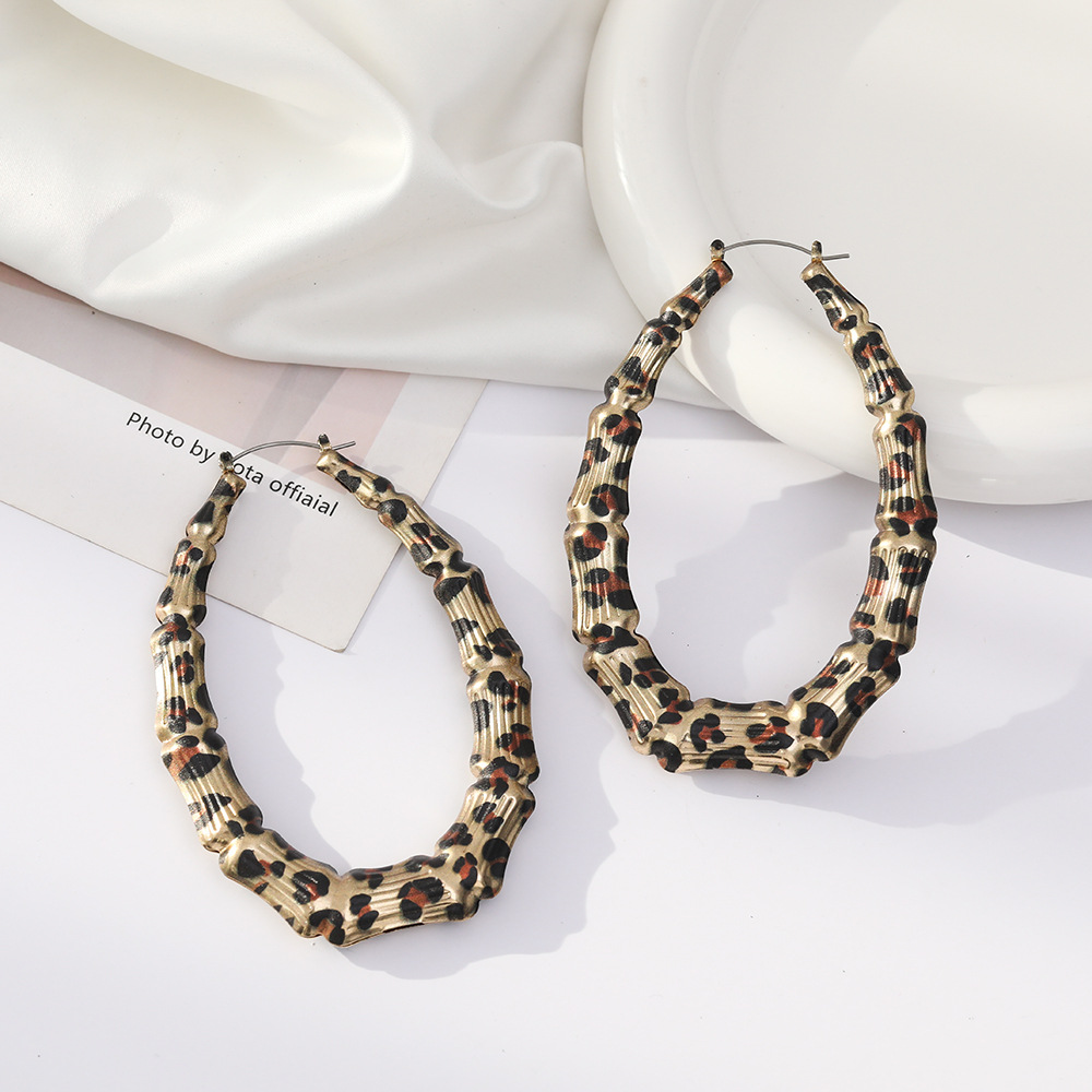 

Stud,Women Leopard Print Round Dangle Earrings Boho Fashion Female Jewelry