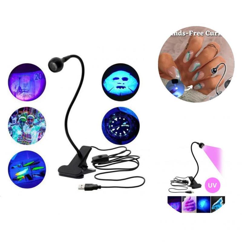 

Nail Dryers Ultraviolet Lights Helpful Desktop Focused Beam USB Rechargeable Lamp Wear-Resistant Good Brightness Detector Light, Black