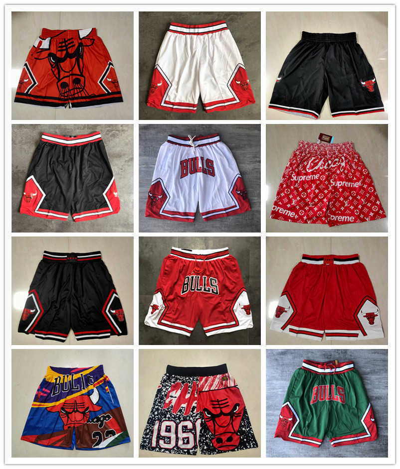 

Chicago''Bulls''men Throwback Basketball Shorts pocket red black, Color