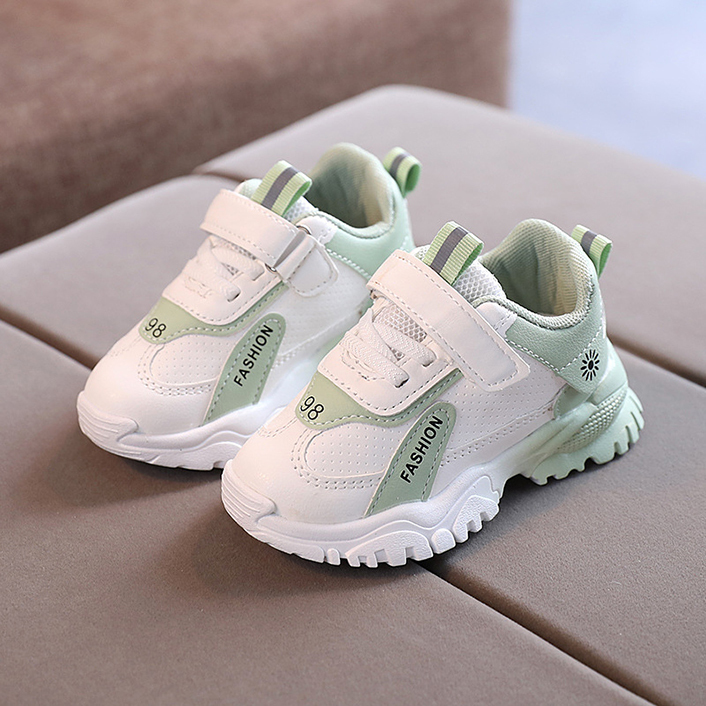 

Casual Children Damping Size 21-30 Sneakers Boys Wear-resistant Sneakers Girls Lightweight Shoes Baby Shoes with Breathable, Green