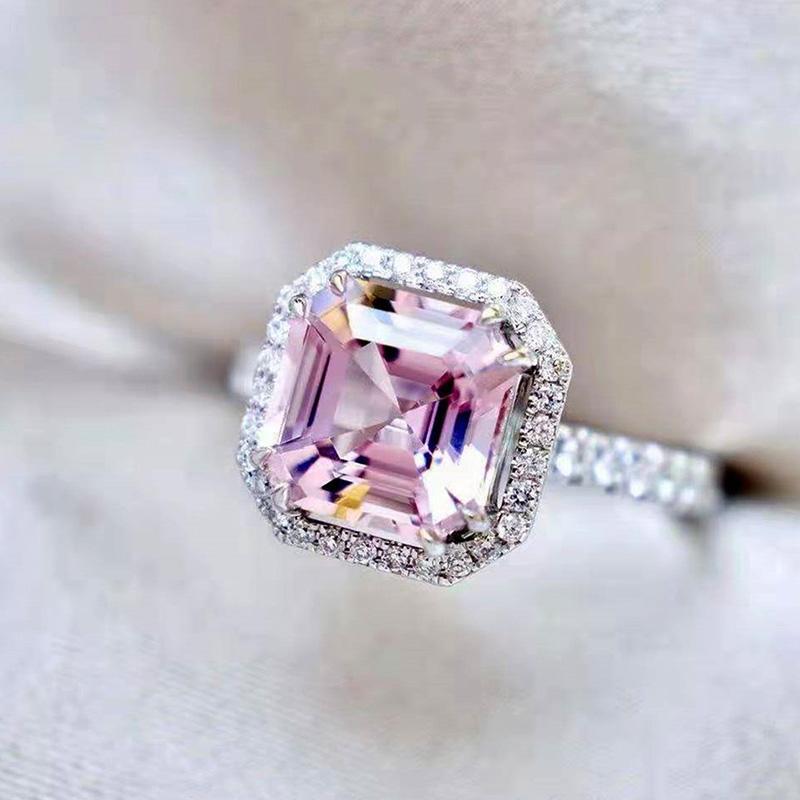 

Wedding Rings Huitan Simple And Elegant Pink CZ For Women Brilliant Finger Accessories Low-key Proposal Engagement Fashion JewelryWedding