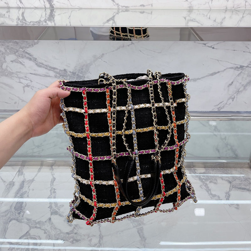 

2022Ssw Luxury Designer Womens Tweed Shopping Bags Colorful Strap Gold Metal Hardware Matelasse Chain Shoulder Luggage Large Capacity Designer Handbag Totes 36CM, Box