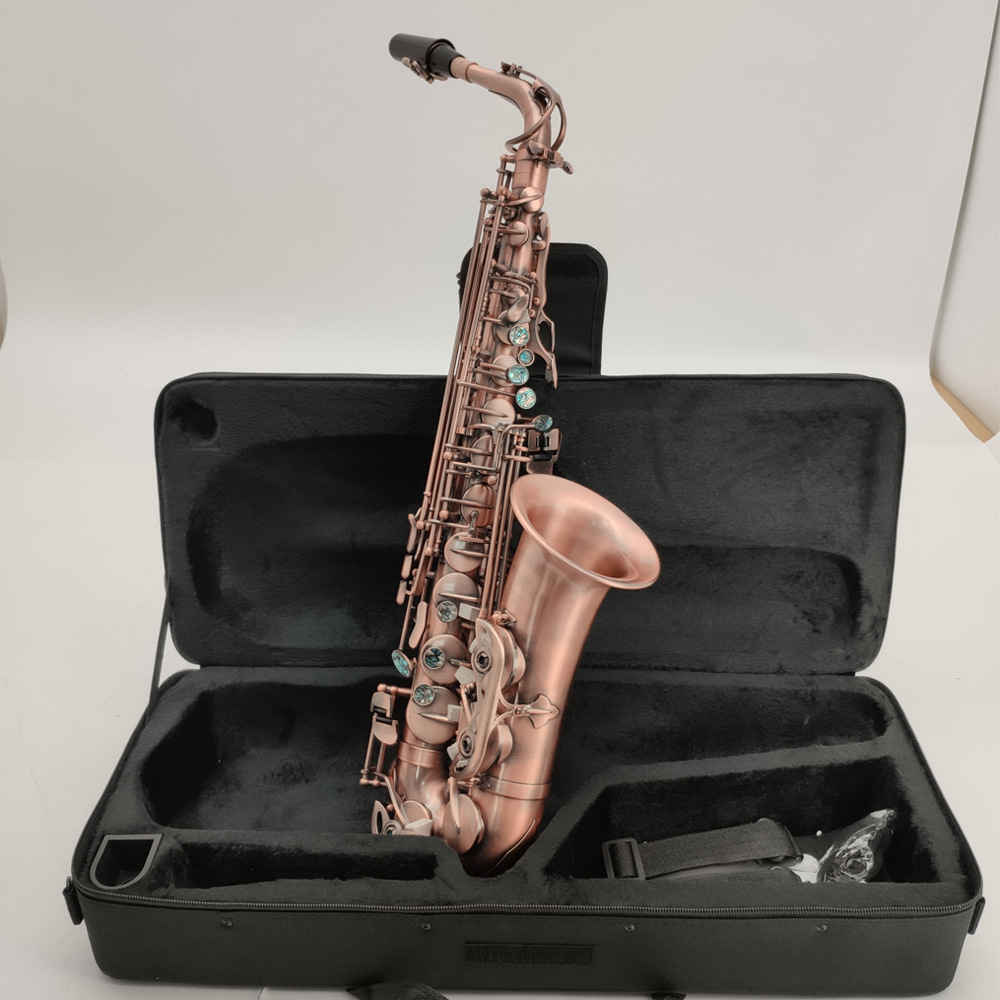 

Retro E-flat professional alto saxophone phosphor bronze gold-plated European antique brushed craft Alto sax jazz instrument