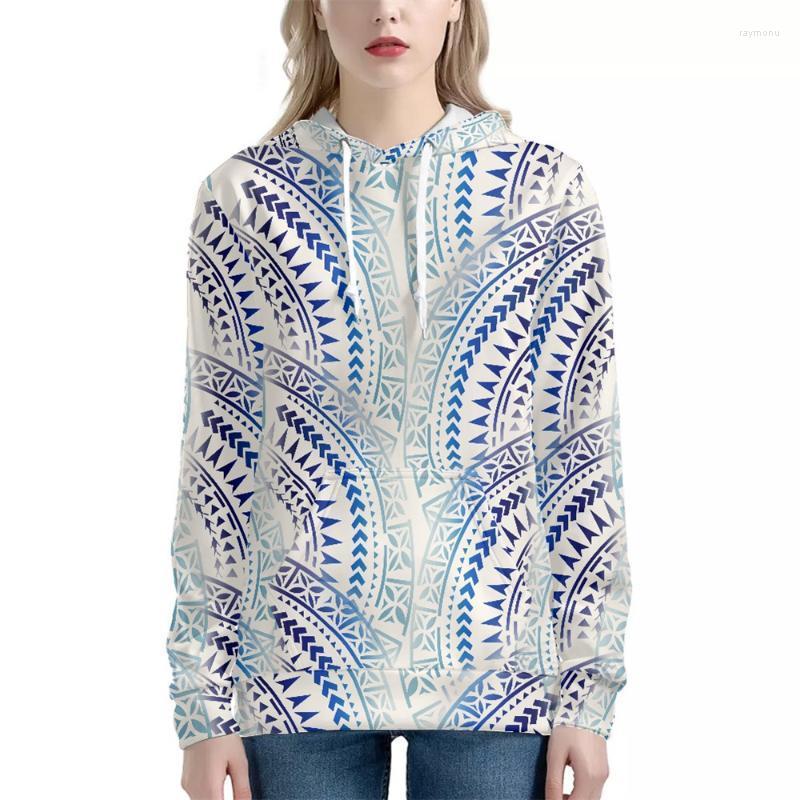 

Women's Hoodies & Sweatshirts Print On Demand Women Hooded Pullover Long Sleeve Casual Hoodie Polynesian Tribal Samoan Blue Tapa, Wmy22062813hdz72w