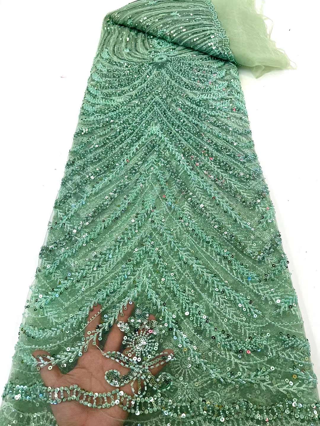 

African Lace Fabric With Beads 2022 Sequin Luxury French Net Nigerian Laces Fabrics For Wedding Sew