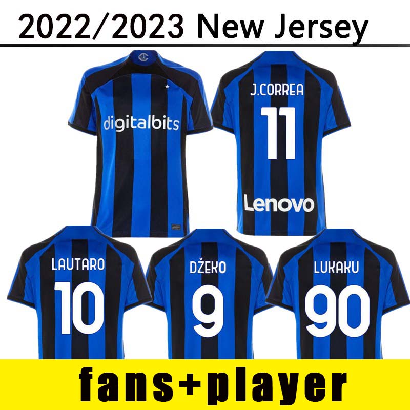 

22 23 LUKAKU soccer jerseys Inter DZEKO LAUTARO fans player 2022 2023 CALHANOGLU ALEXIS CORREA BARELLA Milan football shirt GOSENS uniforms mens Jersey