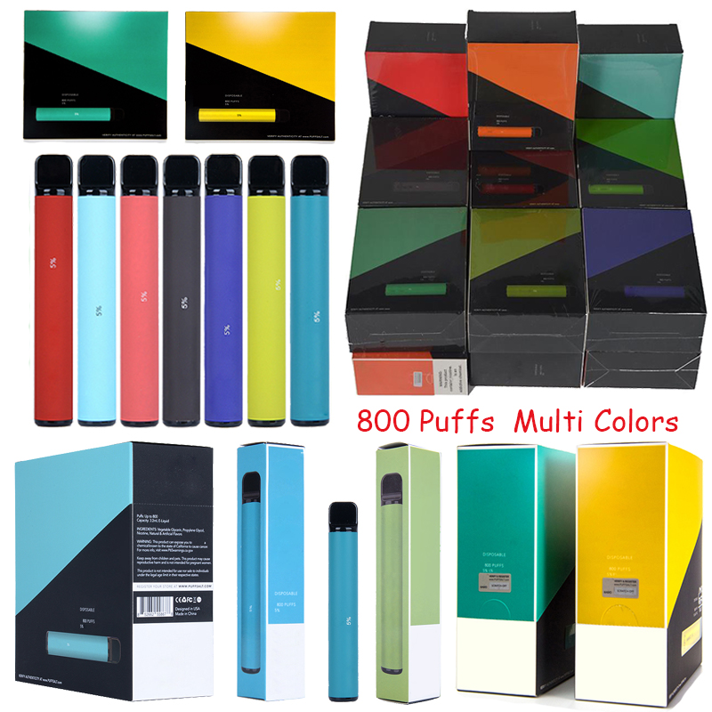

In Stock 800puffs Electronic Cigarettes Disposables Vapes Starter Kits Pre-filled 3.2ml Device Pods 550mAh Battery 100 Colors Oil Dab Pen E-Cigarettes