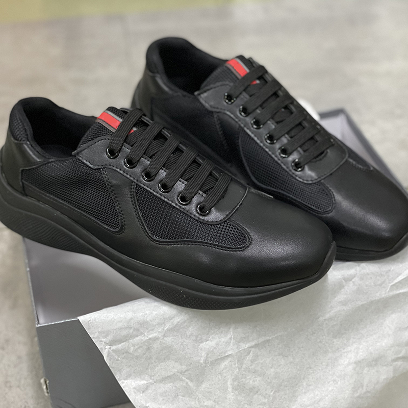 

Men America'S Cup Xl Leather Sneakers Patent Leather Flat Trainers Black Mesh Lace-up Casual Shoes Outdoor Runner Trainers High Quality NO53, Color 6