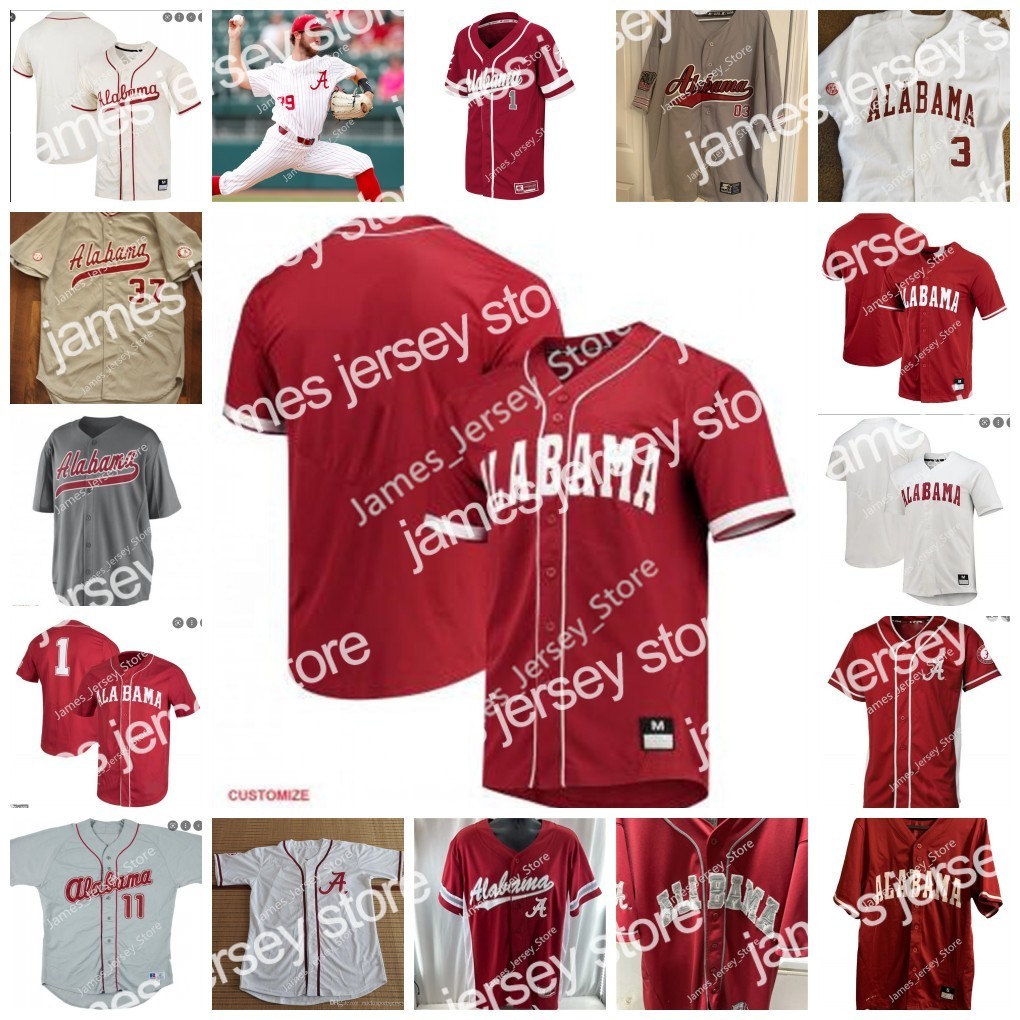 

James NCAA Alabama Crimson Tide Stitched Baseball Jersey 9 Casey Cobb 40 Brock Guffey 1 WILL HODO 2 Jimmy Thies 3 Dominic Tamez 4 Connor Prielipp