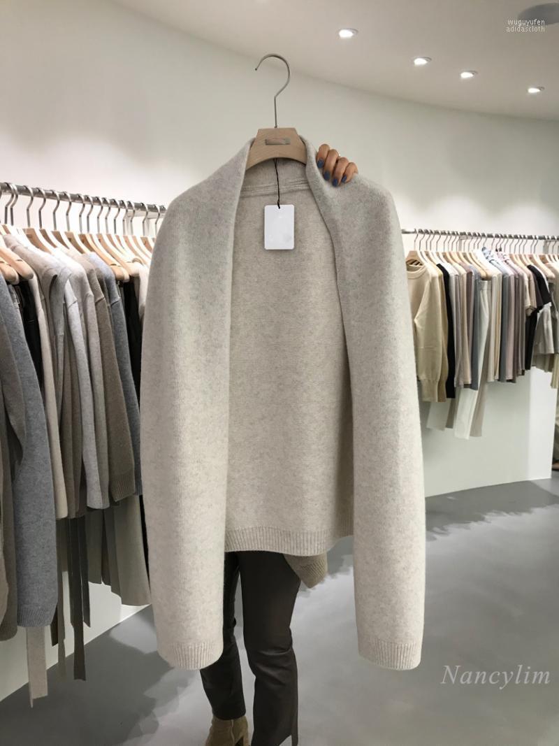 

Men's Sweaters Open Cardigan For Women 2022 Spring Autumn Fashionable Knitted Wool All-Match Solid Color Scarf Shawl Elegant Lady Top, Gray