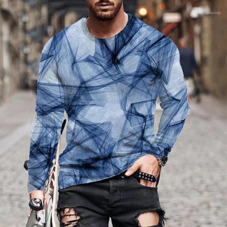 

Men's Casual Shirts 2022 Autumn Printed Round Neck Long Sleeve T-shirt Top, K02