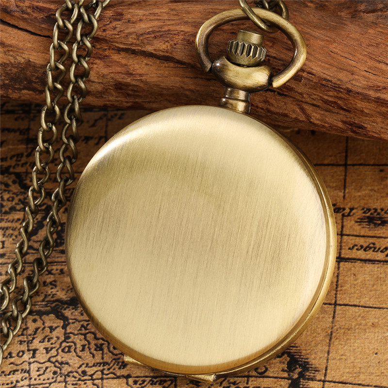 Reloj de bolsillo de bronce Full Hunter Case suave Unisex Relojes Collar Collar Cabina Regalo