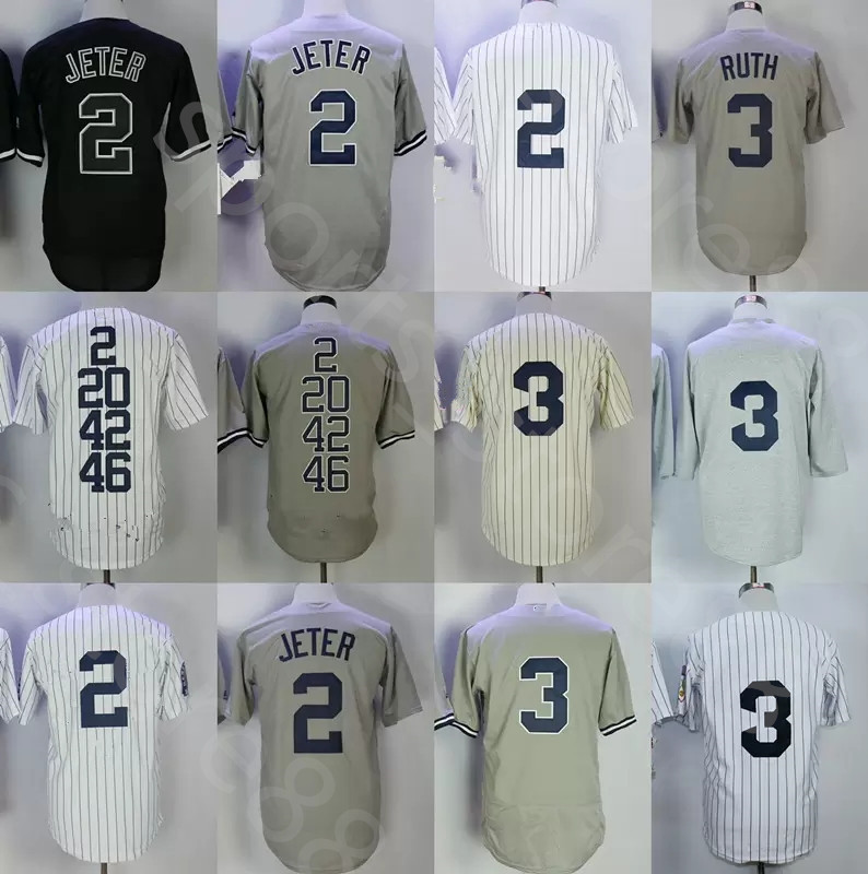 

Custom S-4XL Men throwback york Jersey 3 BABE RUTH 2 DEREK JETER Baseball Jerseys, Colour 5