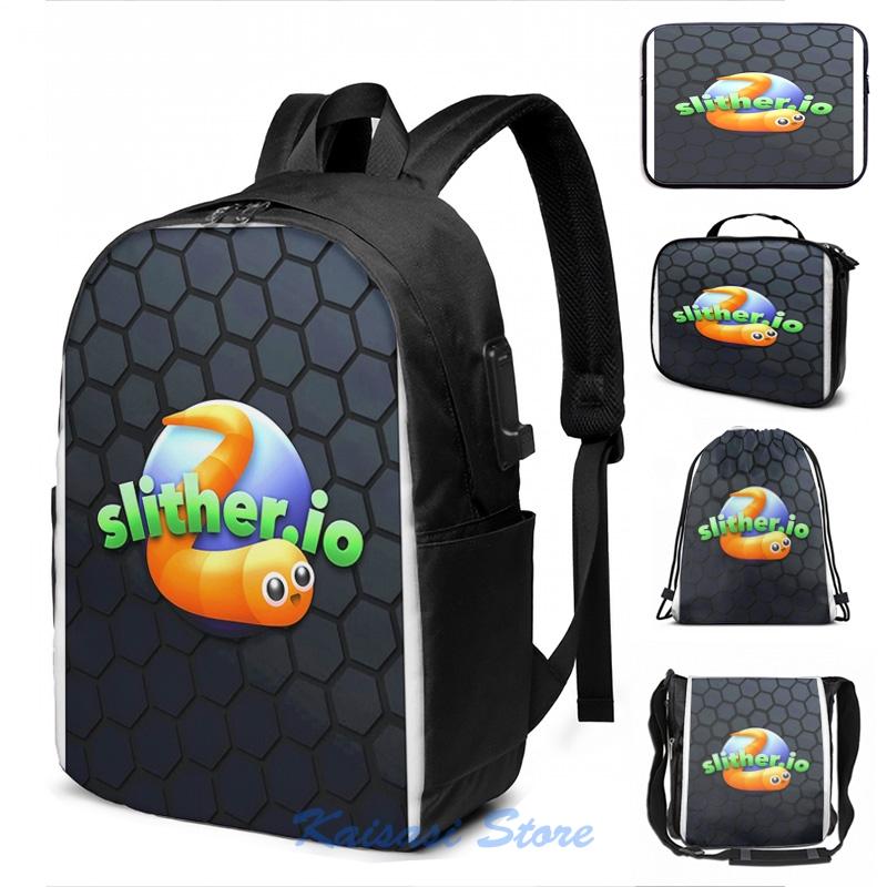 

Backpack Funny Graphic Print Slither Io USB Charge Men School Bags Women Bag Travel Laptop, Drawstring bag