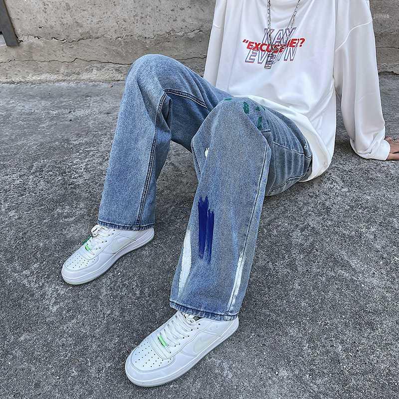 

Men' Jeans Mens Classic Fashion Streetwear Wide Leg Male Cowboy Cyber Y2k Man Large Casual Trousers Denim Harem Pants Vintage ClothesMen, Blue