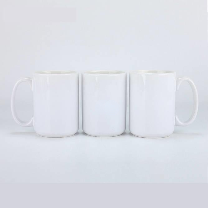 

11oz 15oz Sublimation Blank White Ceramic Mug with Round handle coated Glossy surface Tumbler Colored glass walls Thermal