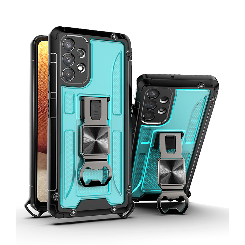 

Armor Shockproof Phone Cases For Samsung Galaxy S22 S21 S20 Plus Ultra FE A02 A12 A22 A32 A52 A33 A53 Kickstand Bottle Operen Design Cellphone Case, Navy blue