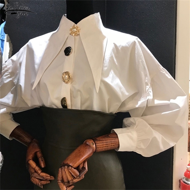 

Autumn Comfort Women' Shirt Sharp Corner Lapel Fashion Lady Blouse All-match Long-sleeved Shirt Blouse Blusas Mujer 15630 220419, Black