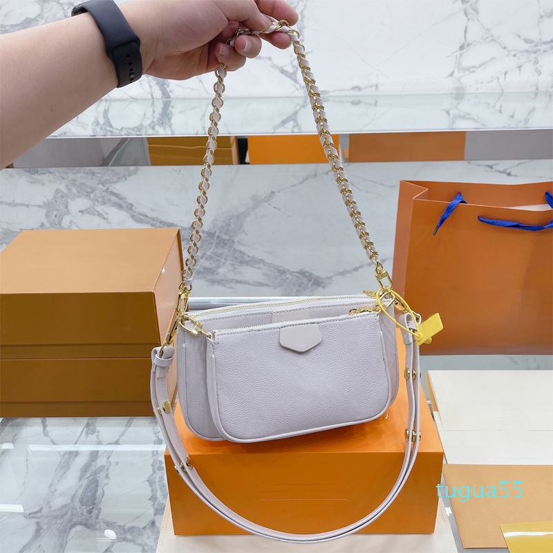 

Designers Bag Leather Chain Shoulder Bag Classic 3pcs Set Purses Wallet, Color 02