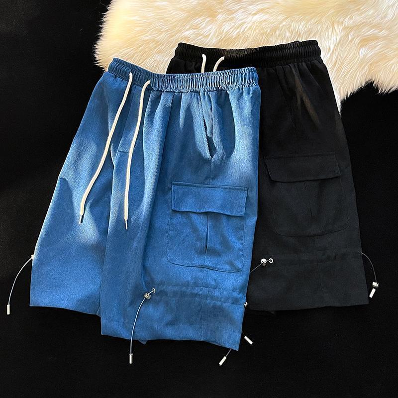

Men's Shorts Summer Drawstring Design Loose Men's Short Joggers Multi-pocket Blue Black Cargo 4XL 5XLMen's