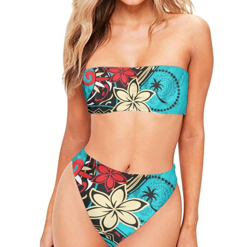 

Sexy Bikinis Bandeau Swimwear Women Swimsuit Bikini Set Polynesian Tribal Print Beachwear Bandage Bathing Suits Biquini 220616, Customized z47