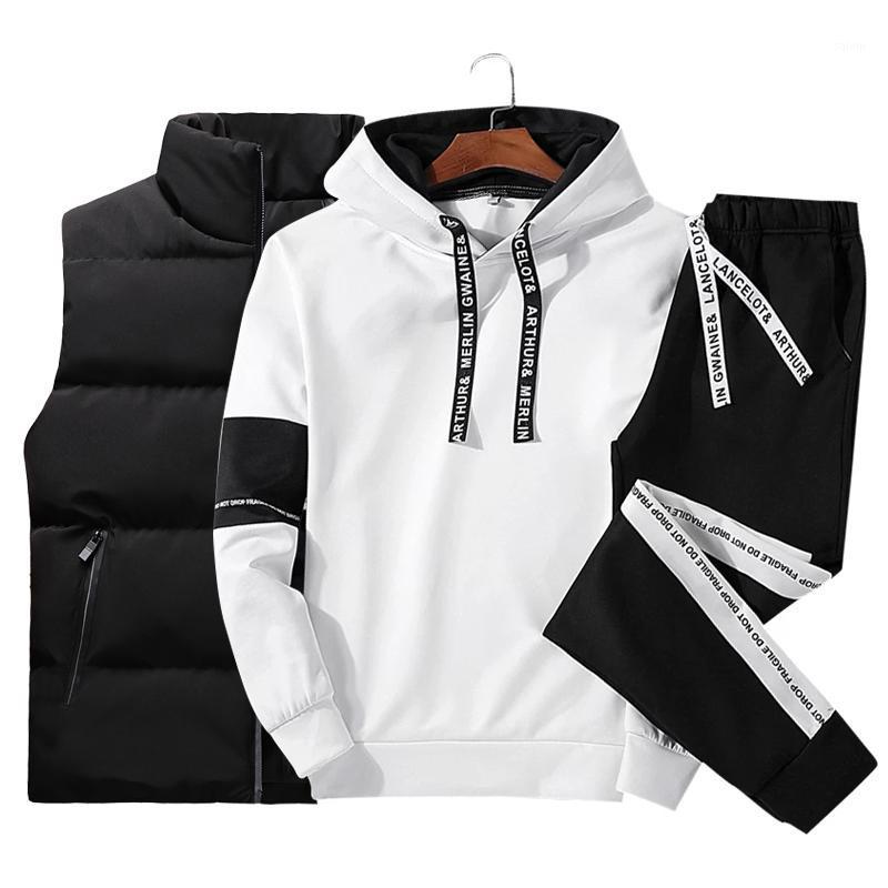 

Men's Tracksuits Jogger Sports Suits Hoodies Pants Vest Set Casual Tracksuit Men Fashion Sweat Suit Outfit Romper Ropa De Hombre 2022Men's, 738 white