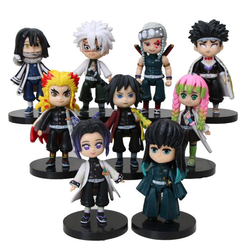 

9Pcs Movie Demon Slayer Kimetsu No Yaiba Tomioka Giyuu Kochou Shinobu Shinazugawa Genya Makomo Q Posket Figure Set Toys