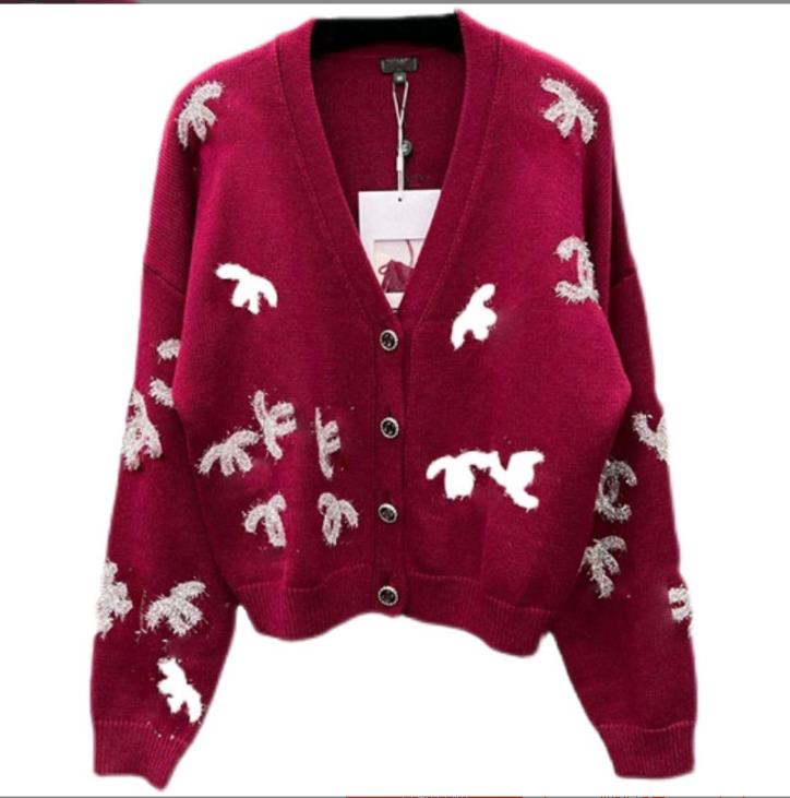 

227 XL 2022 Milan Runway Spring Summer Brand Same Style Sweater Gray Red LOng Sleeve V Neck Pullover High Quality Womens beike