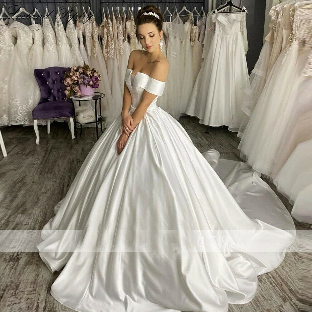 Robe de mariée élégante en Satin, épaules dénudées, style Boho, sur mesure