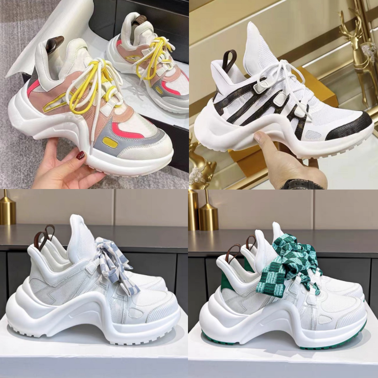 

High Quality Women Dancing Shoes Designer Sneakers Casual Shoe Mixed Color Personality Wave Thick Bottom Chaussures Trend Stitching Platform Shoes Box 35-40