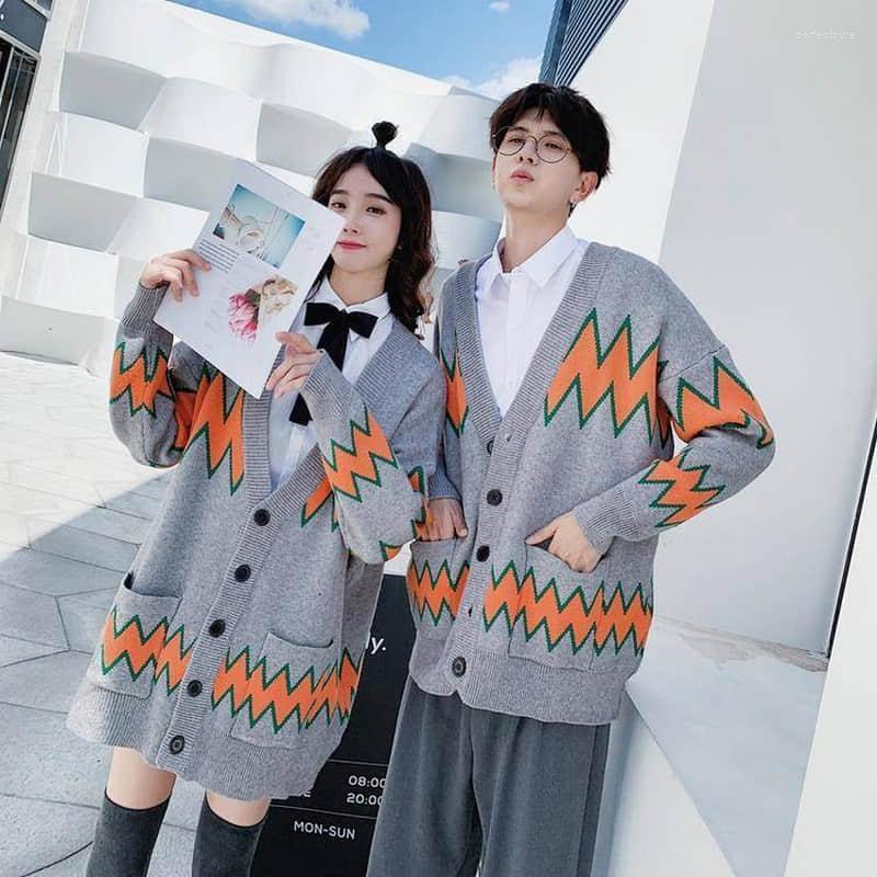 

Women's Knits & Tees 2022 Autumn And Winter Couple Sweater Cardigan V-neck Retro Loose Poncho Button Warm Knitted Jacket Jumper Casual Perf2, Gray