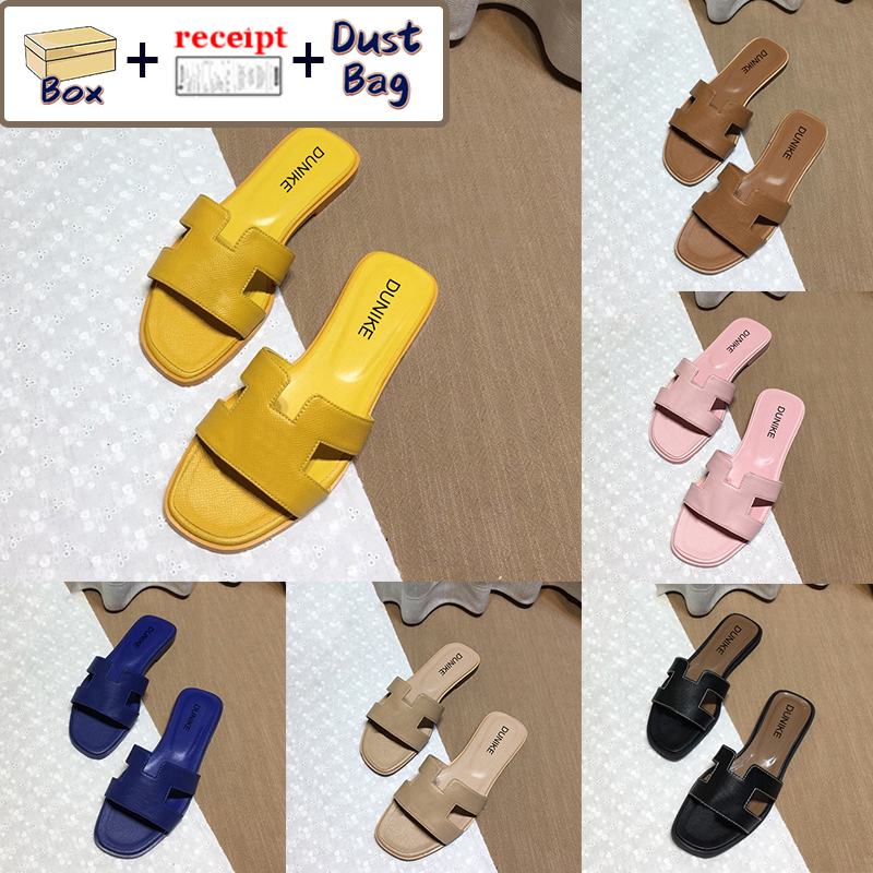 

With Box Lychee Skin Slippers Beach Sandals Khaki Black Brown Triple White Dark Grey Ice Blue Designer Shoes Men Women Slides Summer Slipper, Double shoe box