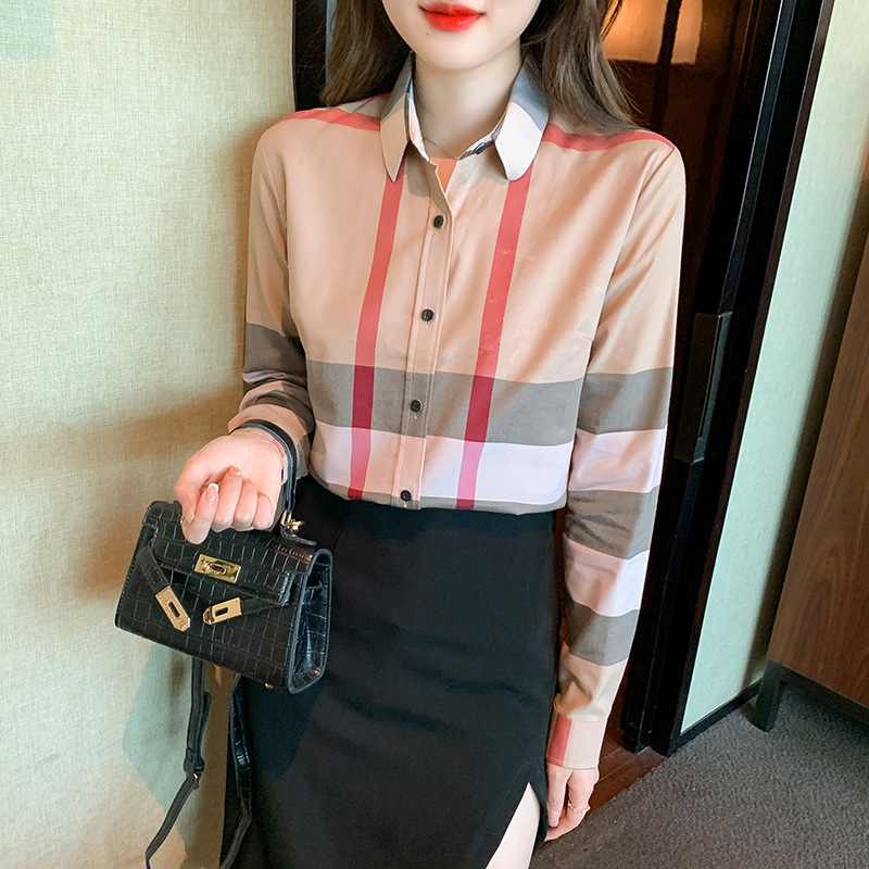 

2022 Long Sleeved Striped Shirt Lapel Women Fashionable Designer Blouse Casual Ladies Office Button Down Blouses Chic Woman Elegant Tops For Spring Autumn Winter